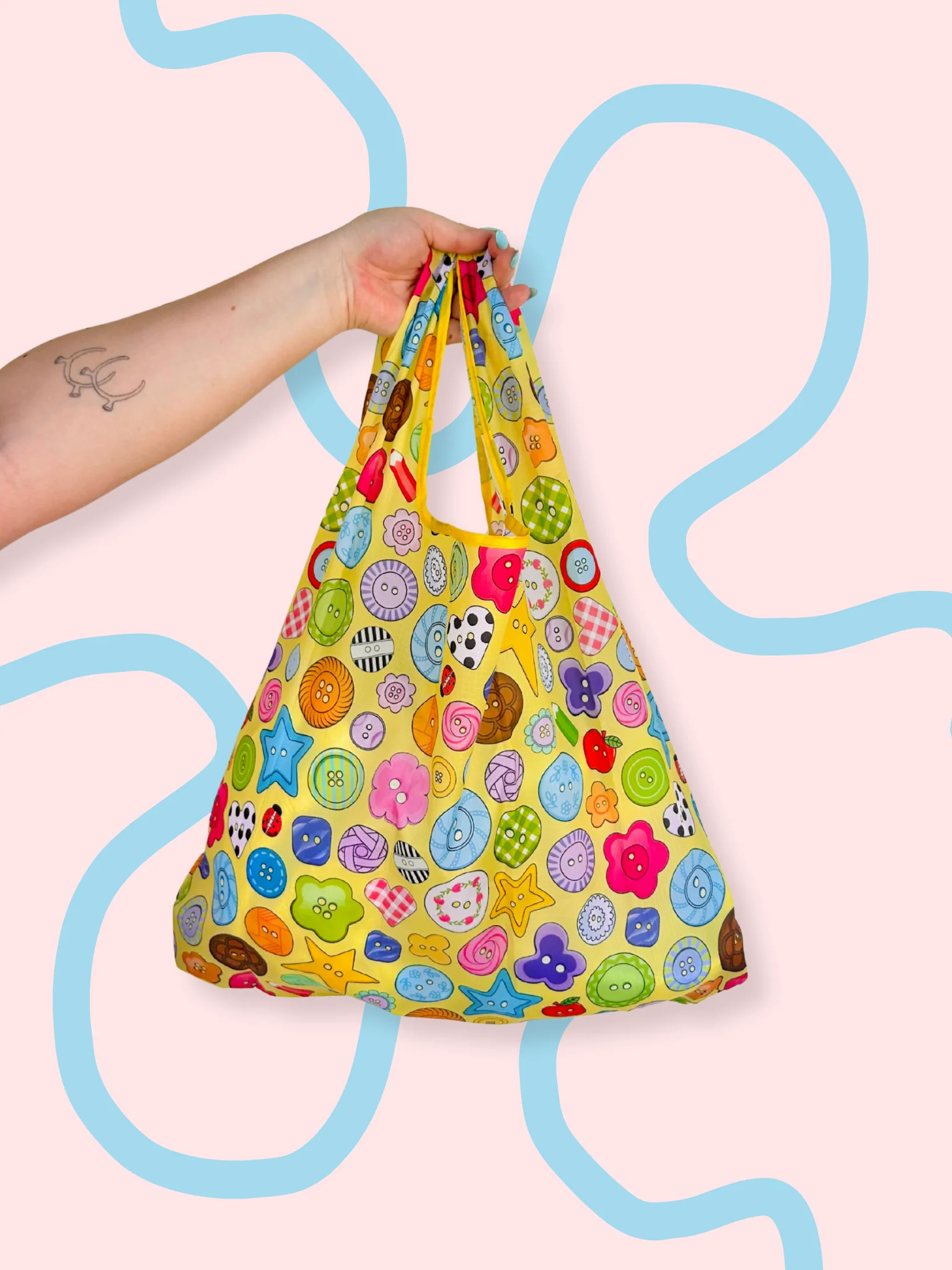 Cute As A Button Folding Shopper Tote - Image 3