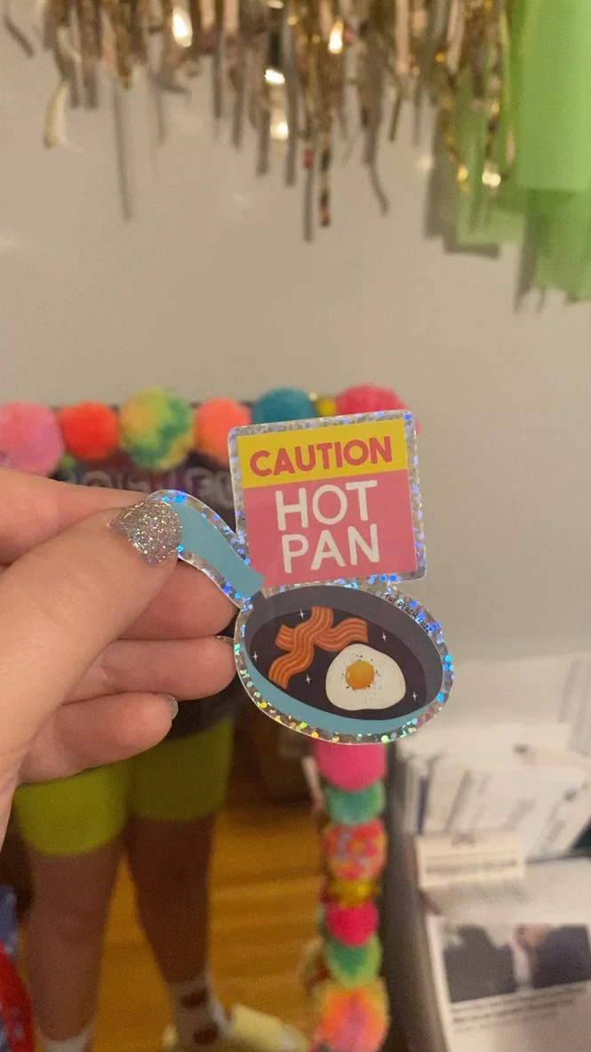 Caution: Hot Pan Glitter Sticker - Image 5