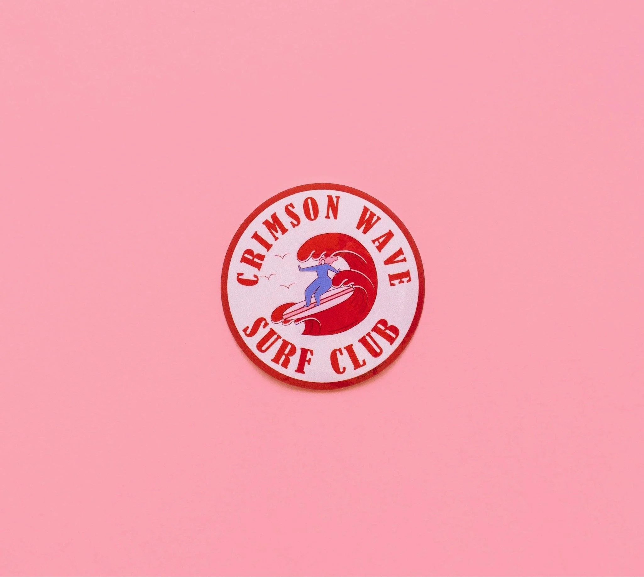 Crimson Wave Surf Club Sticker - Image 3