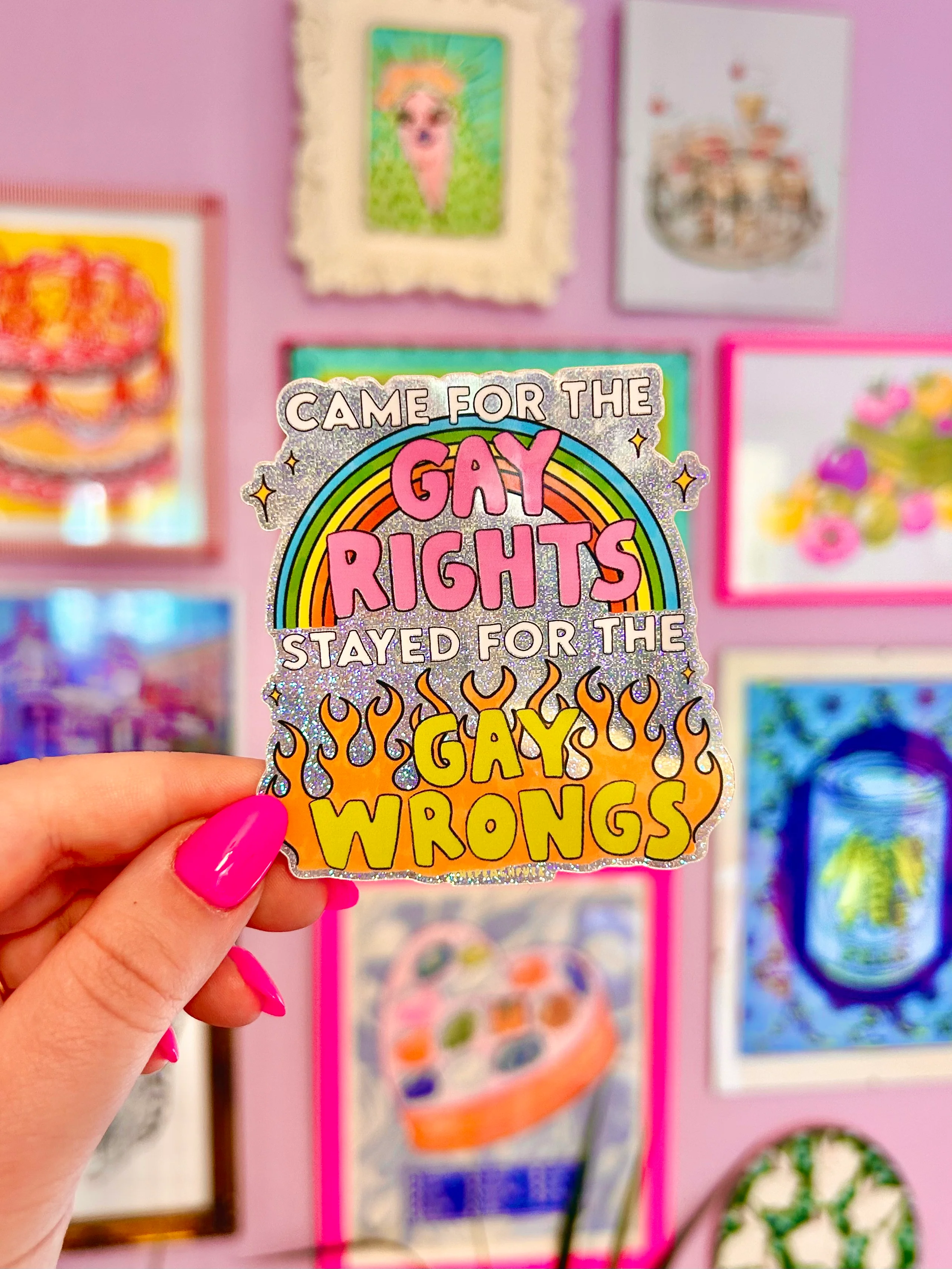 Gay Wrongs Glitter Sticker - Image 3