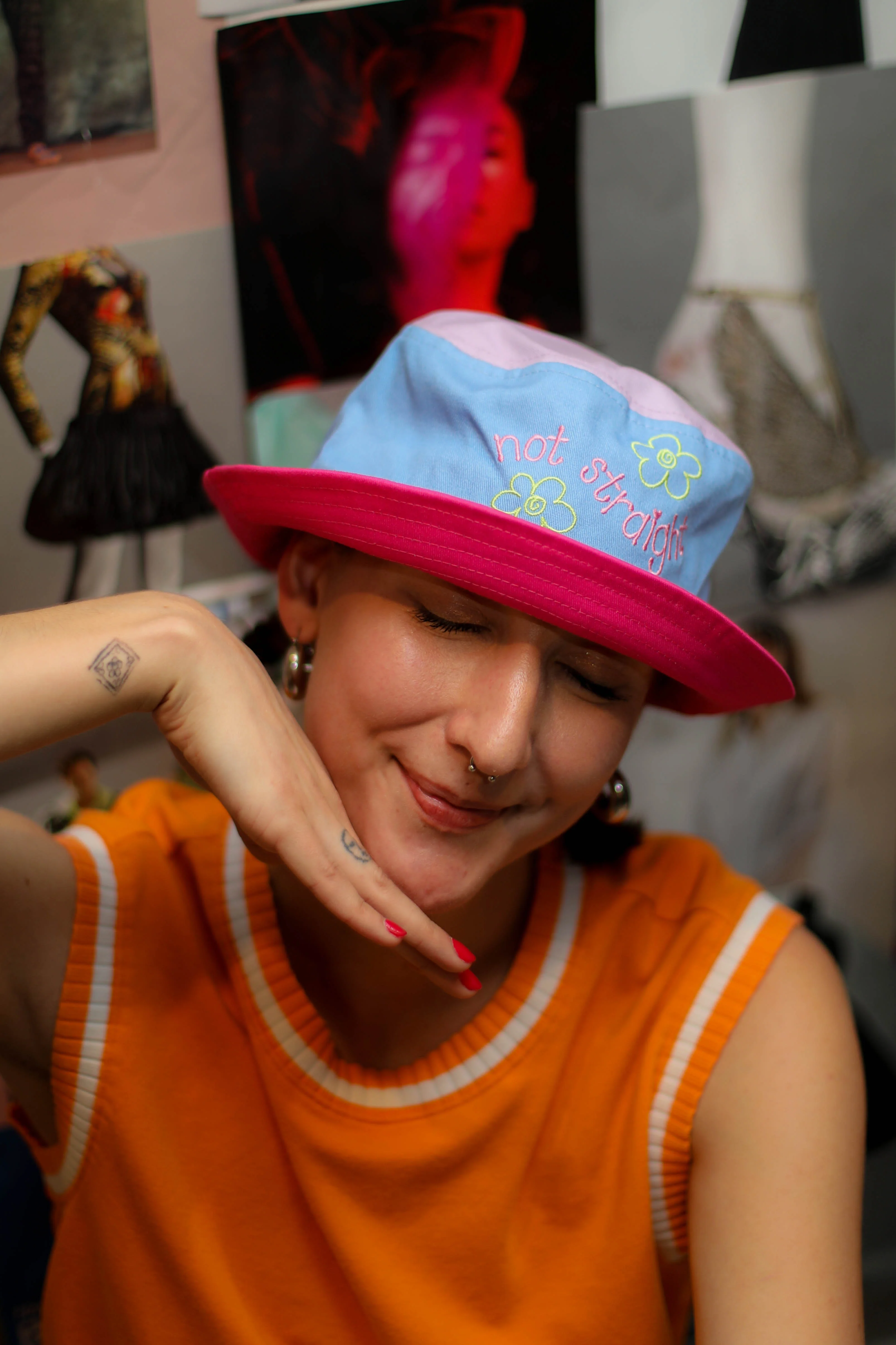 Not Straight Color Block Bucket Hat - Image 7