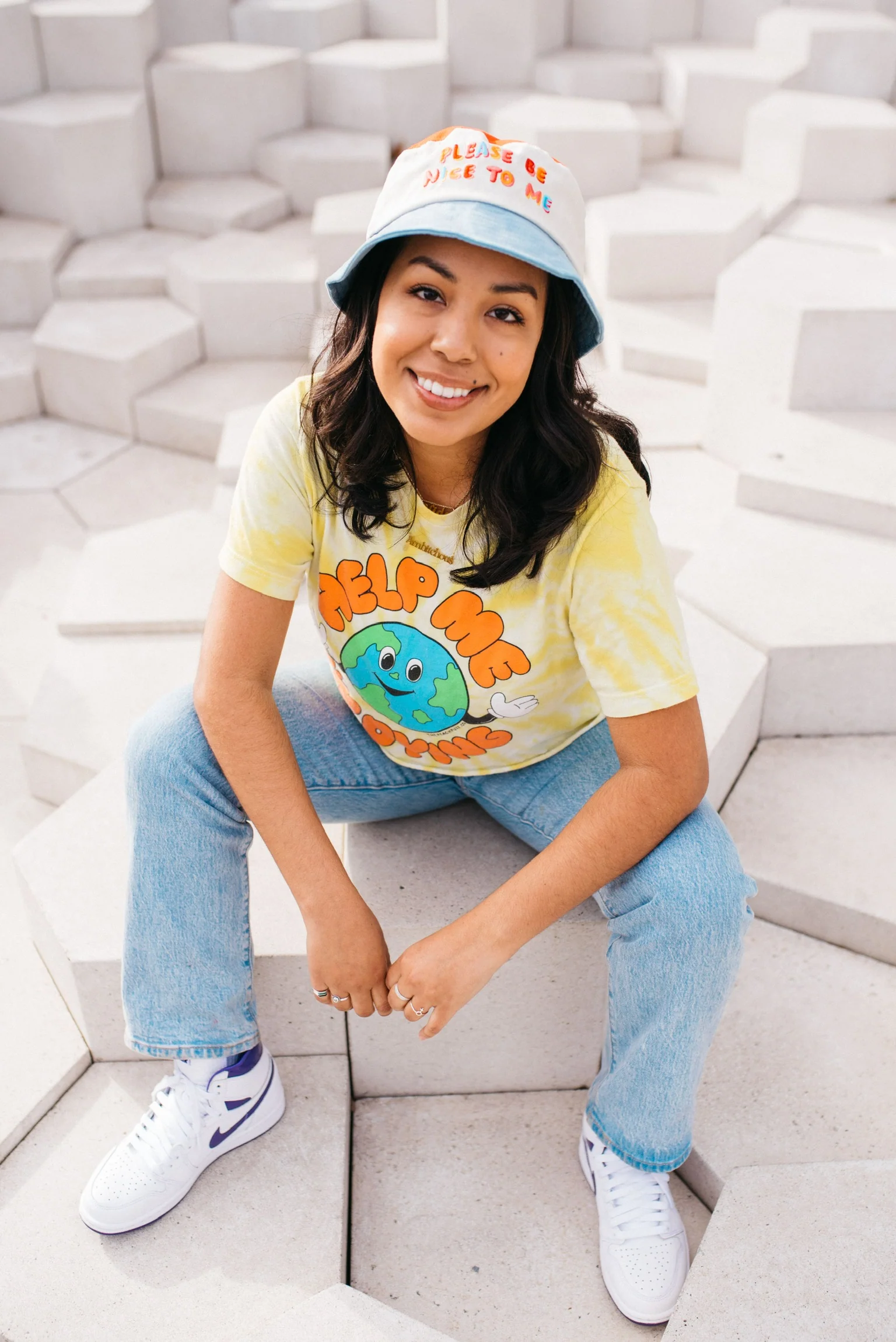 Please Be Nice To Me Color Block Bucket Hat - Image 9